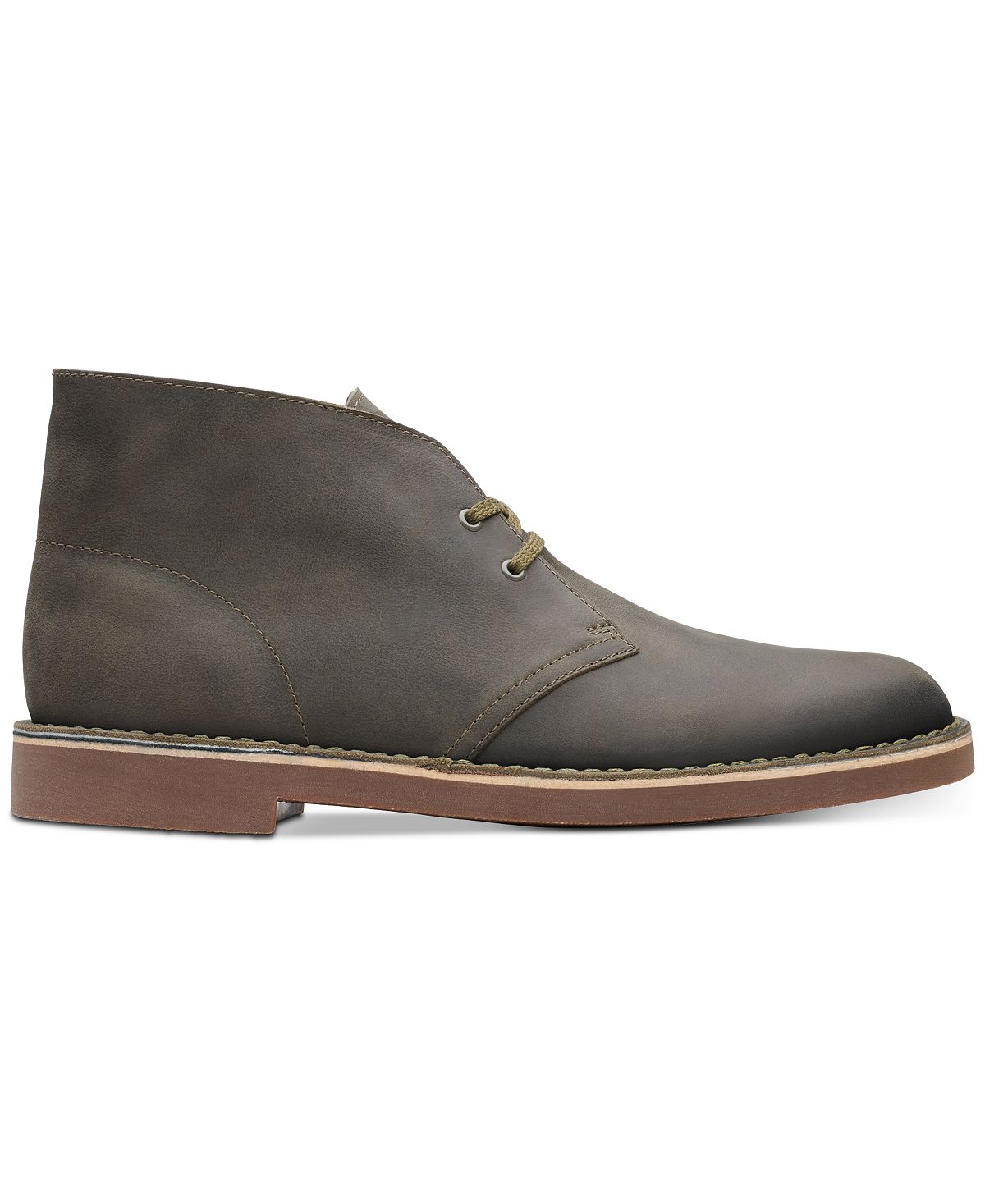 Clarks Bushacre 2 Aubergine Leather Chukka Boots Olive