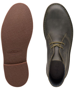 Clarks Bushacre 2 Aubergine Leather Chukka Boots Olive thumbnail 3