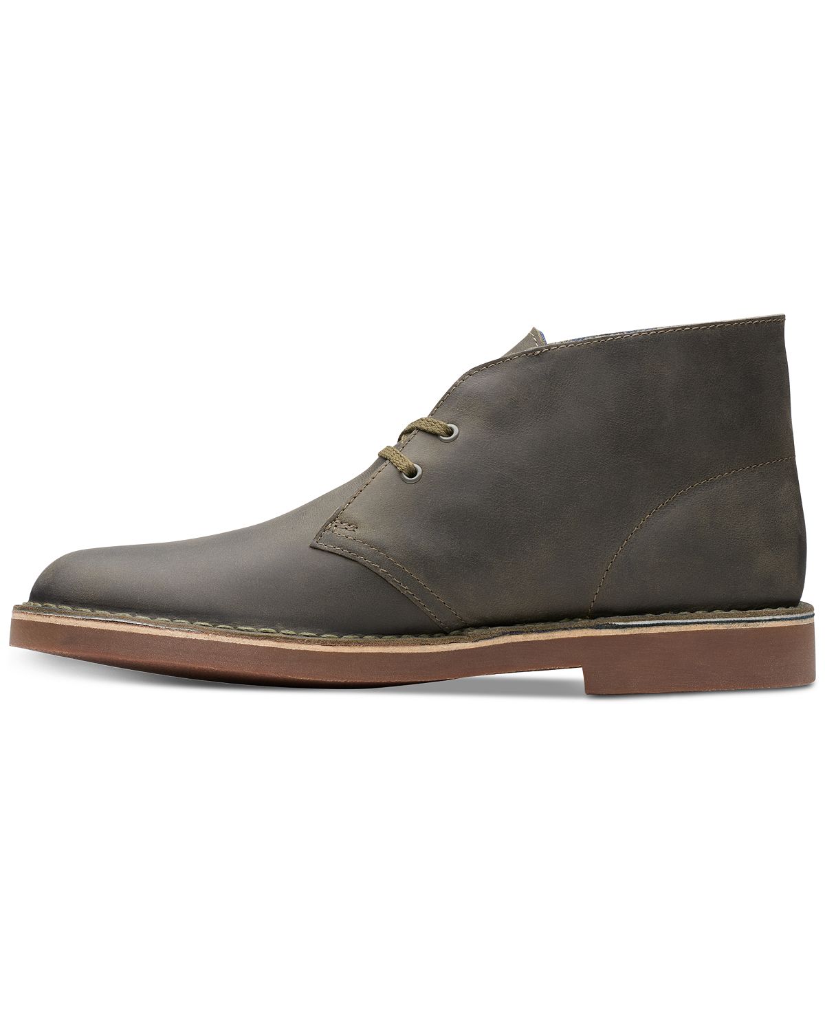 Clarks Bushacre 2 Aubergine Leather Chukka Boots Olive