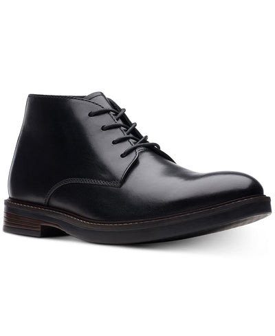 Clarks Paulson Mid Black Leather Casual Boots Black