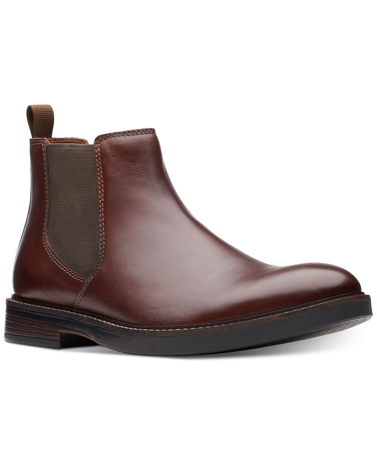 Clarks Paulson Up Black Leather Casual Boots Mahogany Leather