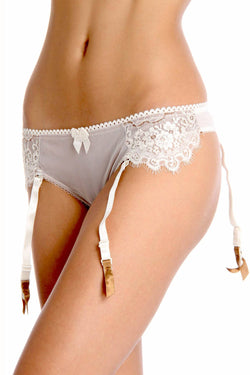 Claudette Beige En Dentelle Garter Thong thumbnail 1