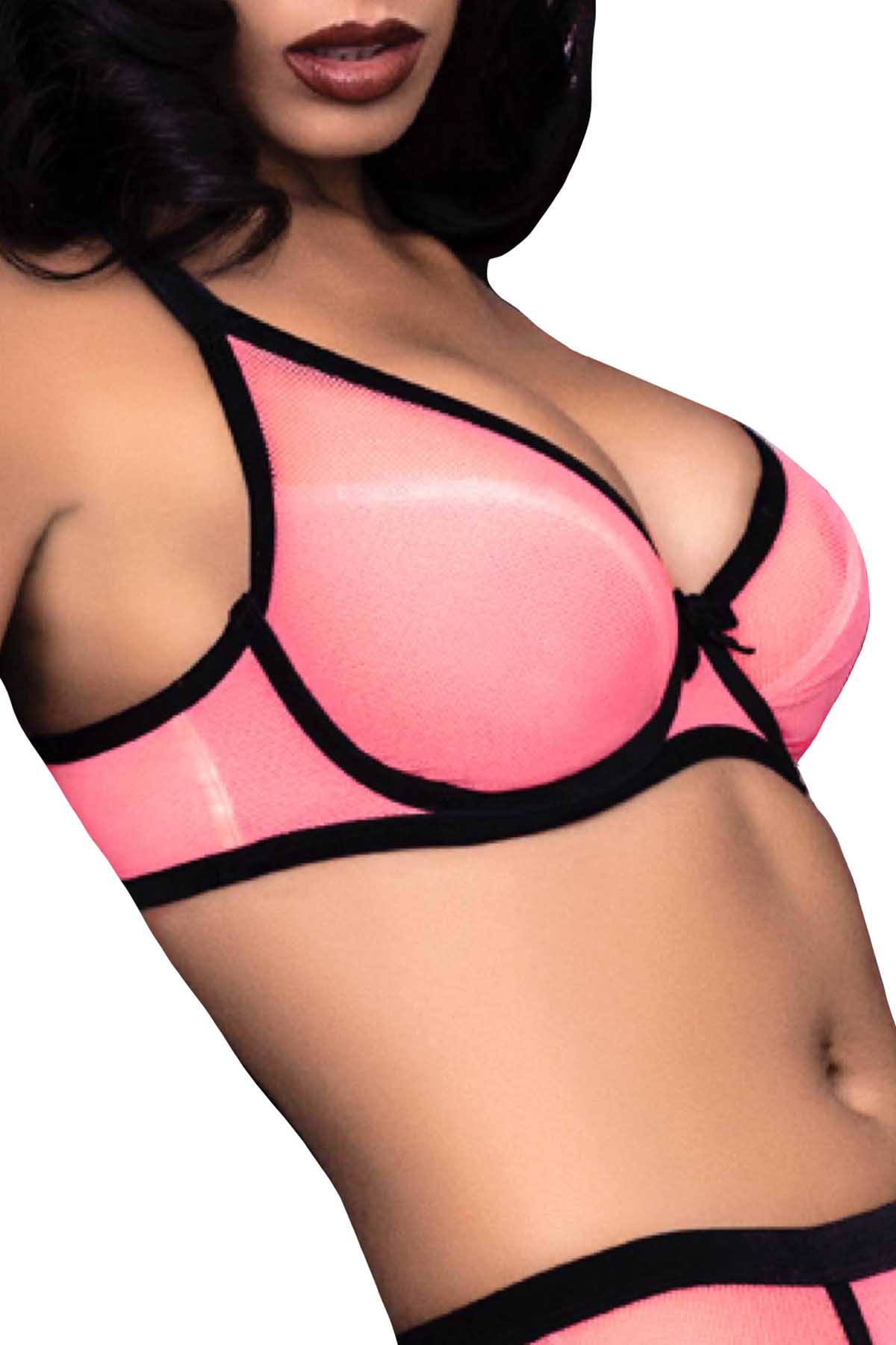 Claudette Pink Mesh Demi Bra