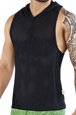 Clever Black Aster Hooded Tank Top thumbnail 1