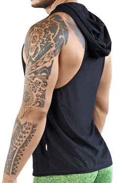 Clever Black Aster Hooded Tank Top thumbnail 2