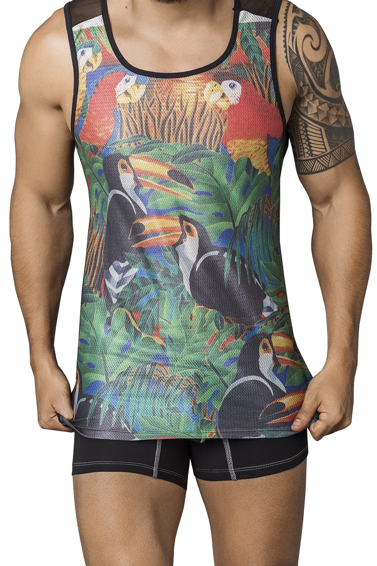 Clever Black Toucan Tank Top