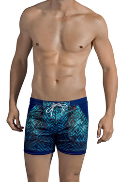 Clever Dark-Blue Labyrinth Swim Trunk thumbnail 1