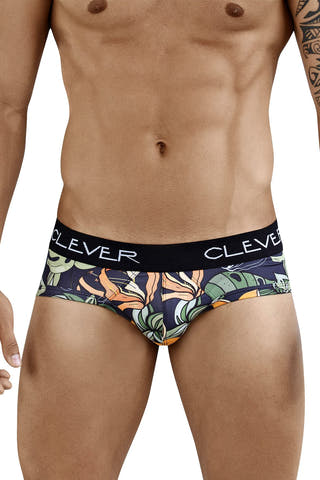 Clever Dark Blue/Multicolor Lotus Piping Brief