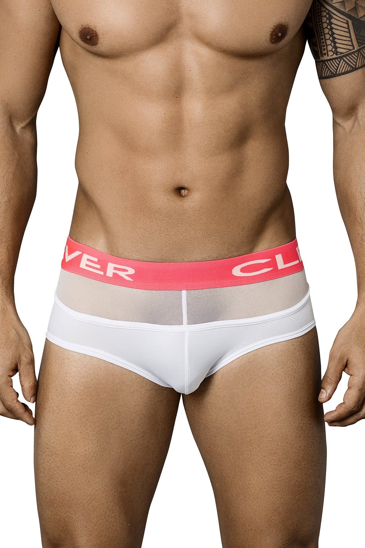 Clever White/Neon Coral Kissable Jockstrap
