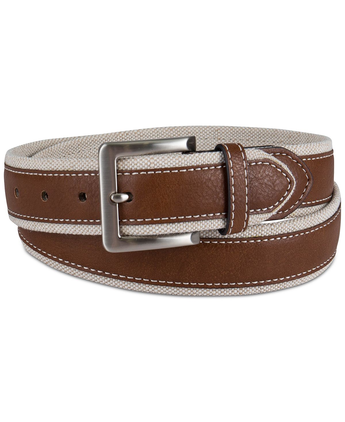 Club Room 35mm Leather Overlay Belt Tan
