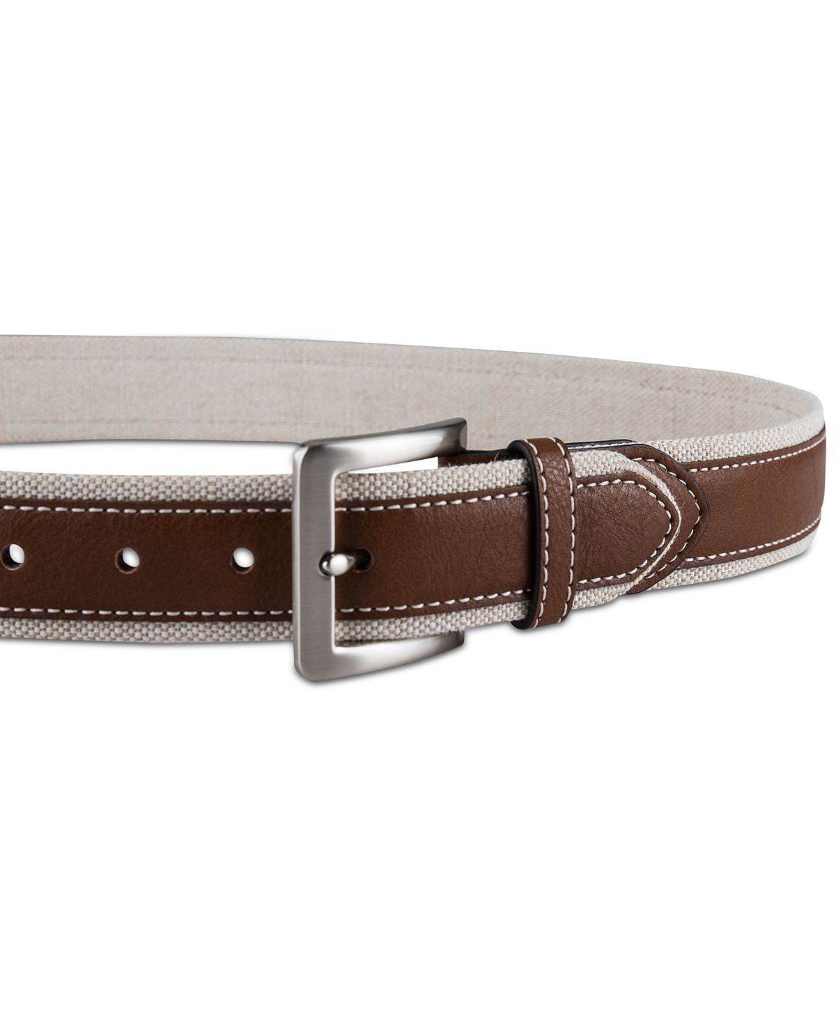 Club Room 35mm Leather Overlay Belt Tan