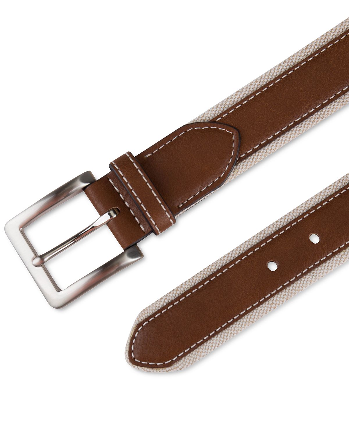 Club Room 35mm Leather Overlay Belt Tan