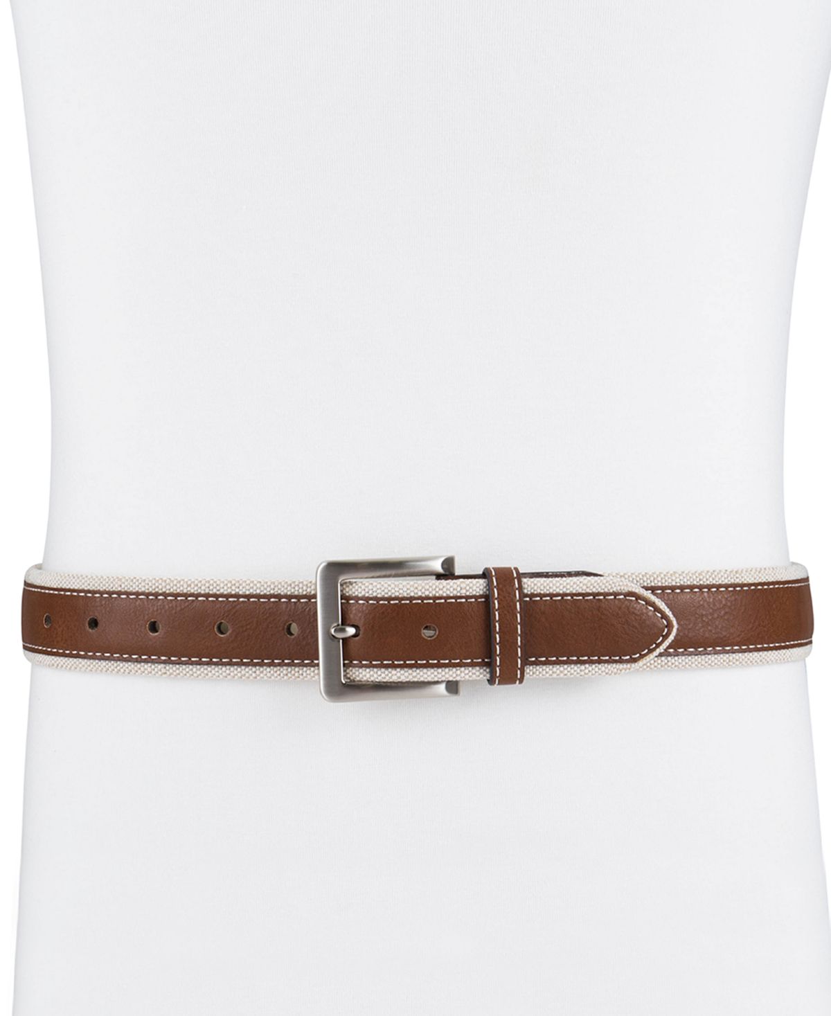 Club Room 35mm Leather Overlay Belt Tan