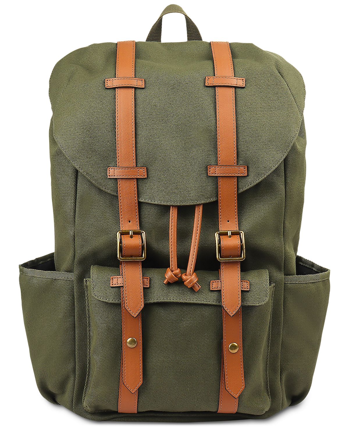Club Room Backpack With Flaps Green Khaki