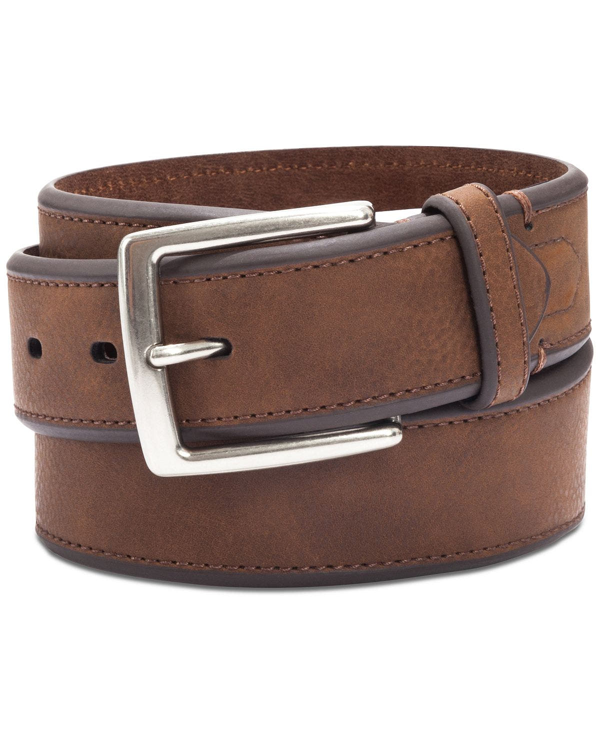 Club Room Bevel-edge Casual Belt Light Brown