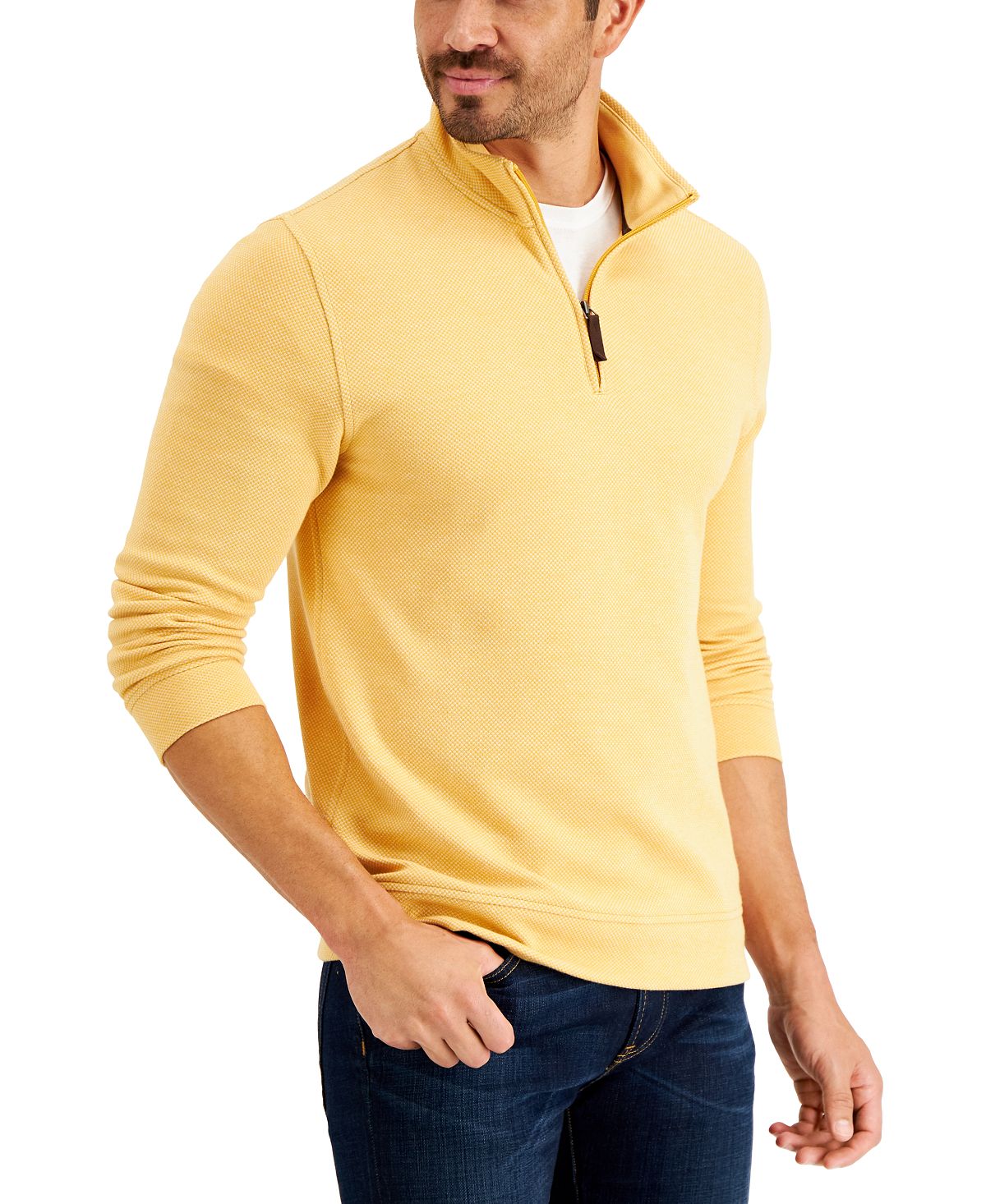 Club Room Birdseye Quarter-zip Pullover Sunspot