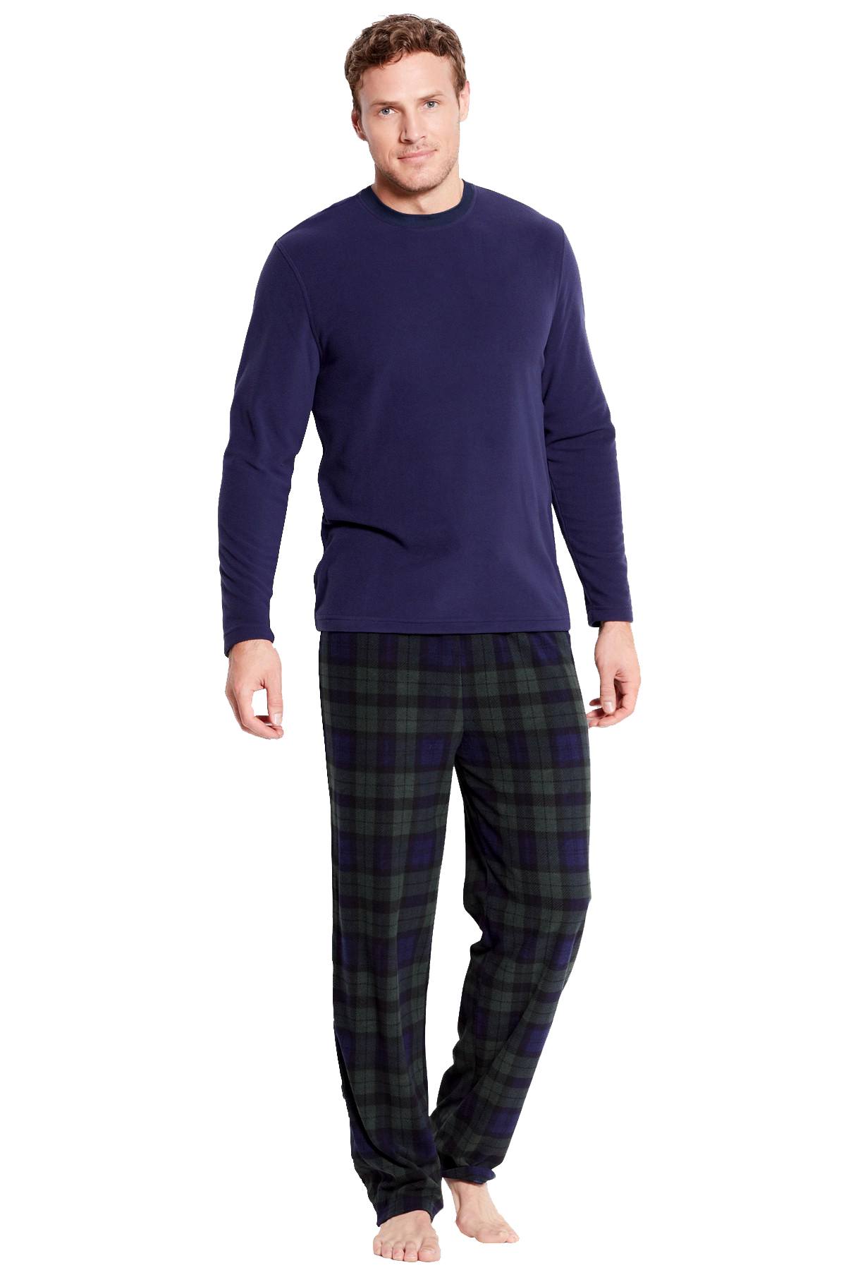 Club Room Black/Navy/Green Fleece Pajama Set