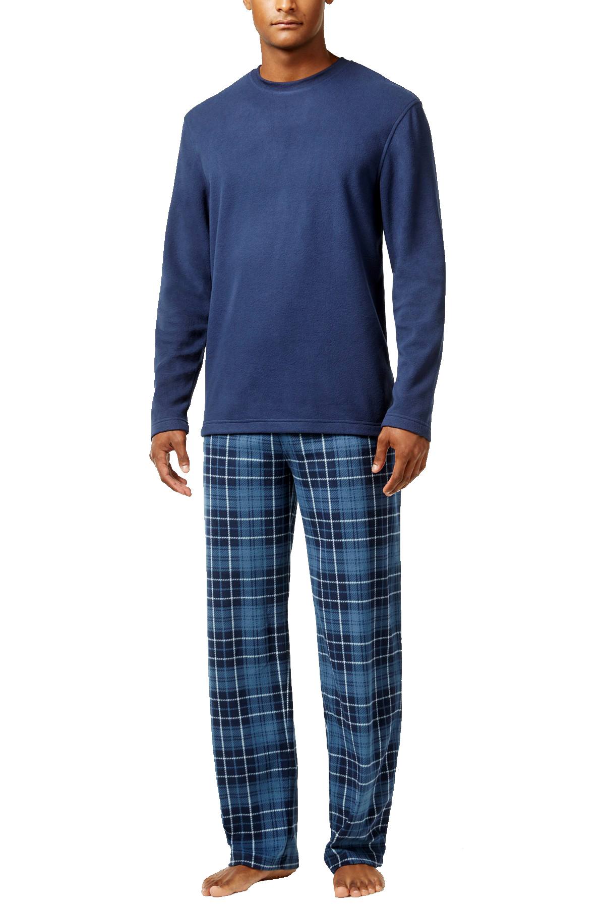 Club Room Blue-Mcabee Blue Faux-Fleece Pajama Set