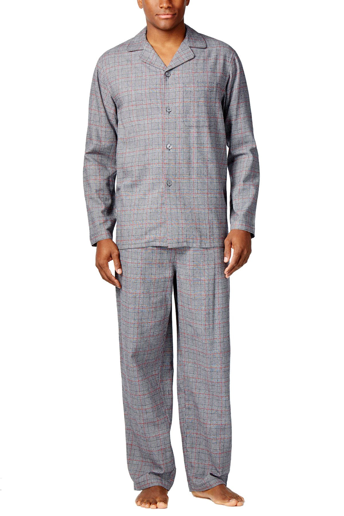 Club Room Burgundy Glenplaid Tonal Pajama Set