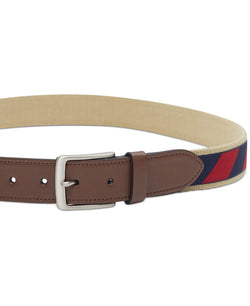 Club Room Canvas Ribbon Overlay Belt With Faux-leather Trim Navy/Red thumbnail 3
