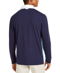 Club Room Chest Stripe Long Sleeve Polo Shirt Aqua Reef thumbnail 2