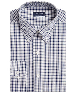 Club Room Classic/regular Fit Gingham Check Performance Dress Shirt Grey Navy thumbnail 1