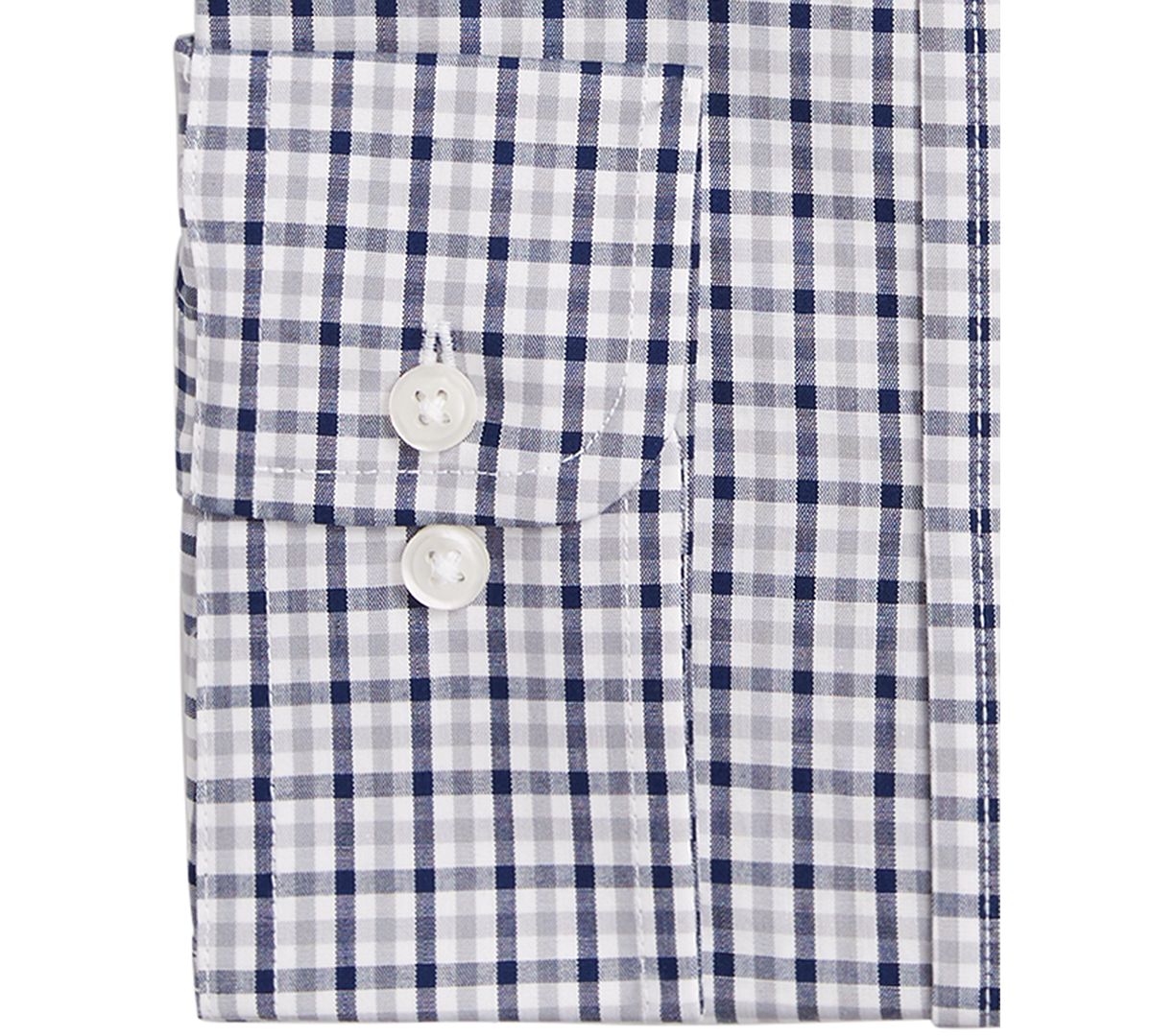 Club Room Classic/regular Fit Gingham Check Performance Dress Shirt Grey Navy