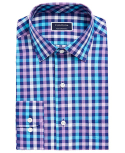 Club Room Classic/regular Fit Performance Multi Gingham Dress Shirt Navy Teal thumbnail 1