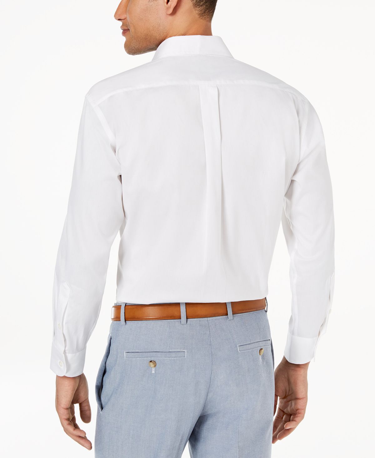 Club Room Classic/regular Fit Performance Stretch Pinpoint Solid French Cuff Dress Shirt White