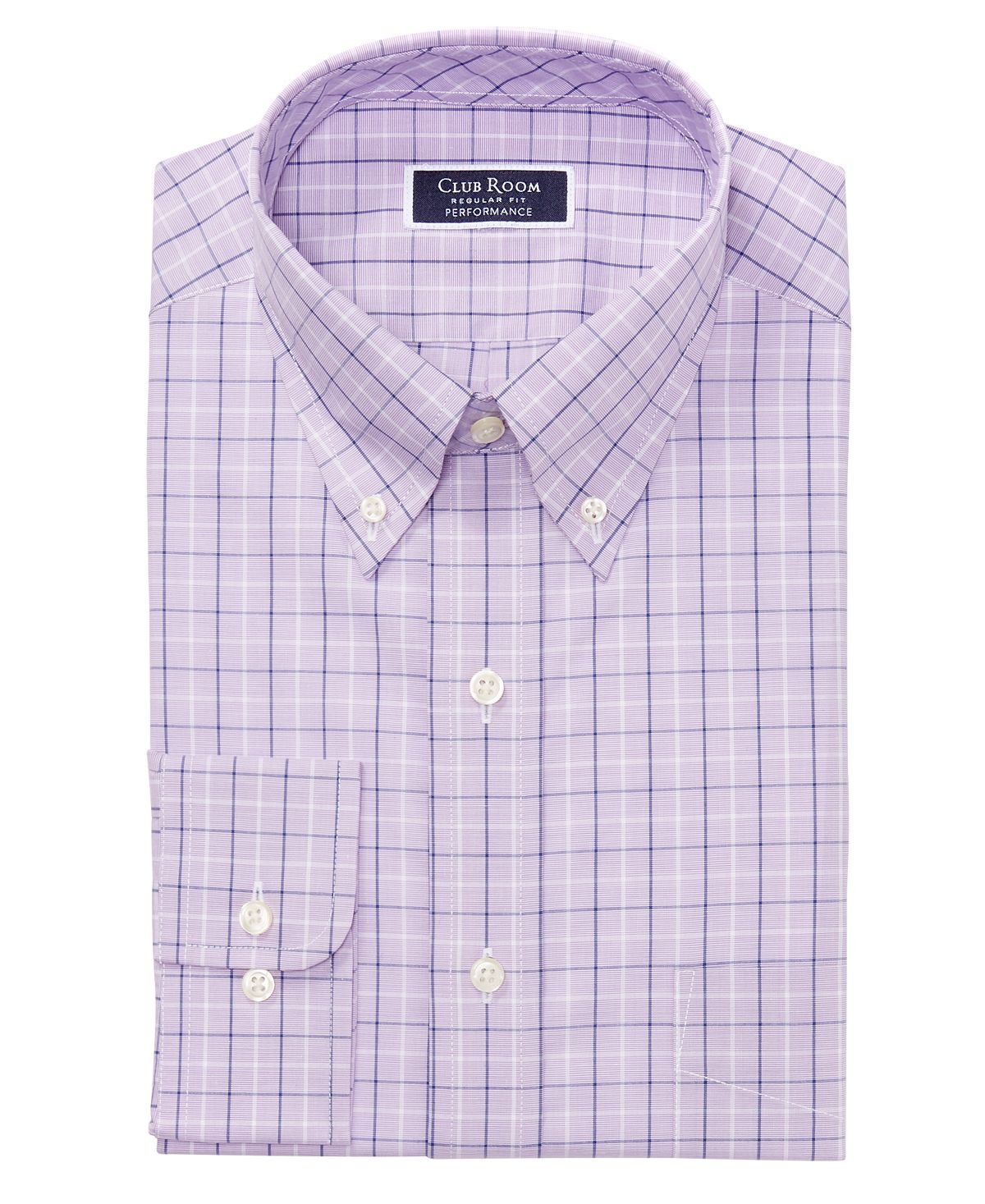 Club Room Classic/regular Fit Stretch Double Tattersall Dress Shirt Lavender Blue