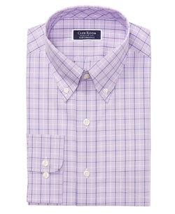 Club Room Classic/regular Fit Stretch Double Tattersall Dress Shirt Lavender Blue thumbnail 1
