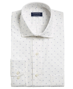 Club Room Classic/regular Fit Stretch Pine Print Dress Shirt White/Navy thumbnail 1