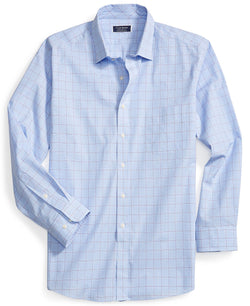 Club Room Classic/regular Fit Stretch Small Glen Plaid Dress Shirt Light Blue Red thumbnail 4
