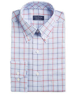 Club Room Classic/regular Fit Stretch Tattersall Dress Shirt Blue/Navy/Red thumbnail 1