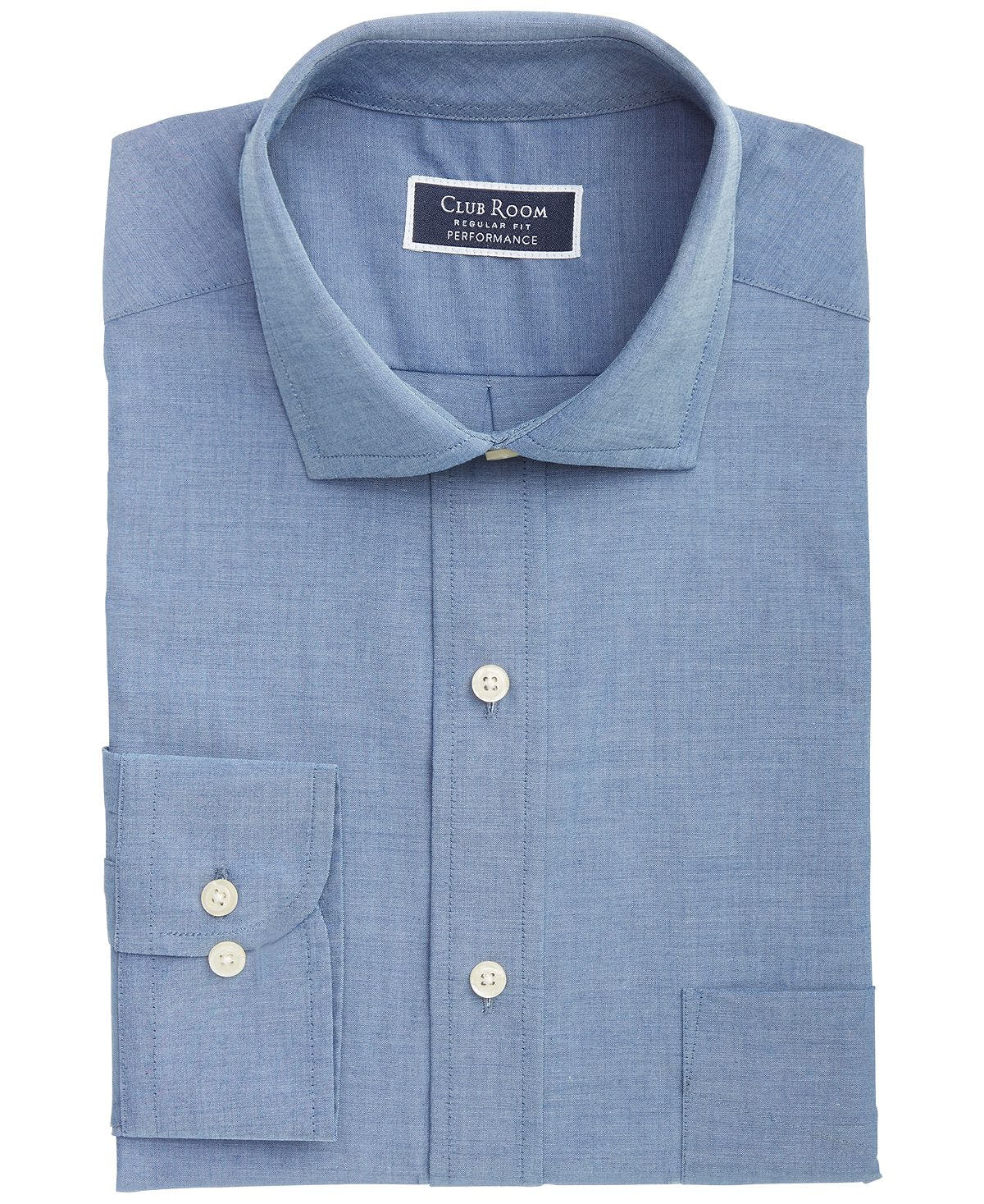 Club Room Classic/regular-fit Performance Stretch Chambray Dress Shirt Indigo