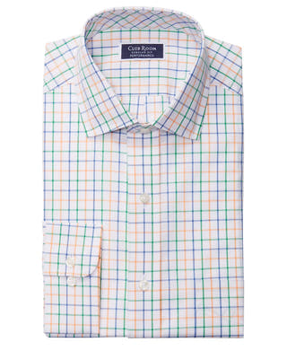 Club Room Classic/regular-fit Performance Stretch Tattersall Check Dress Shirt White/Orange