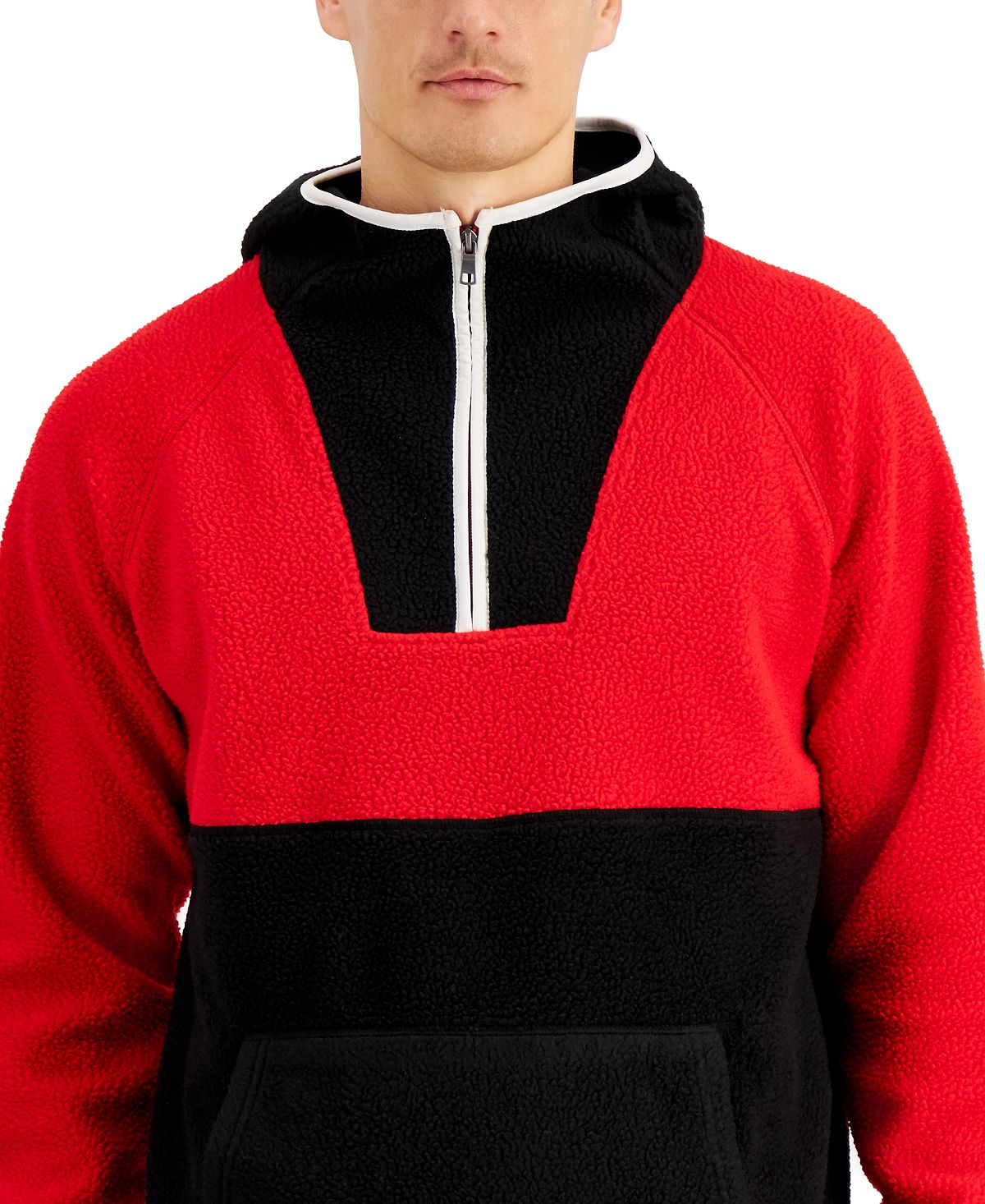 Club Room Colorblocked Anorak Sweater Ablaze Red Combo