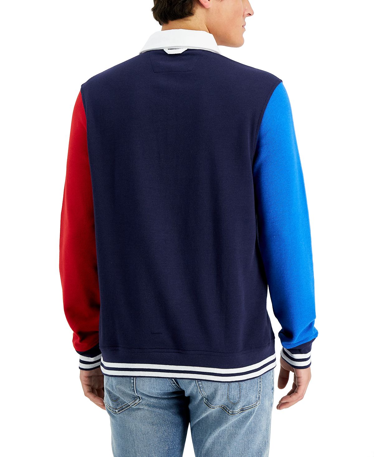 Club Room Colorblocked Rugby Sweatshirt Navy Blue Combo