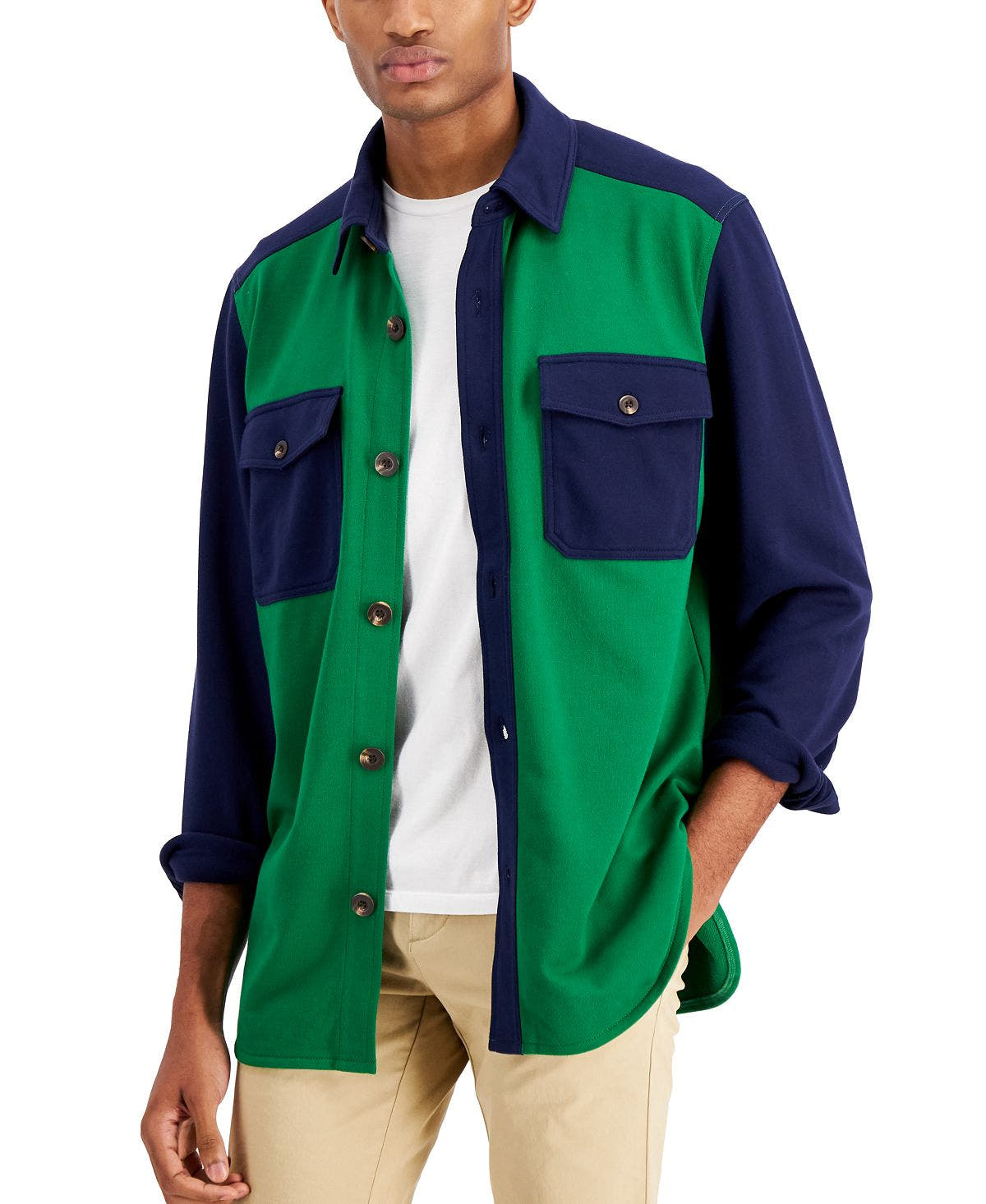 Club Room Colorblocked Shirt Abundant Green