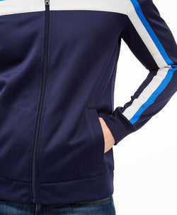 Club Room Crossbody Stripe Track Jacket Navy Blue thumbnail 3