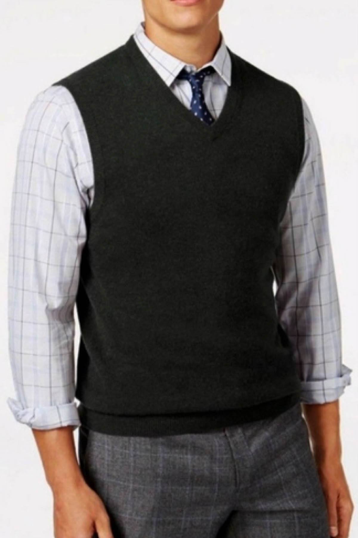 Club Room Deep-Black Cashmere Sweater Vest