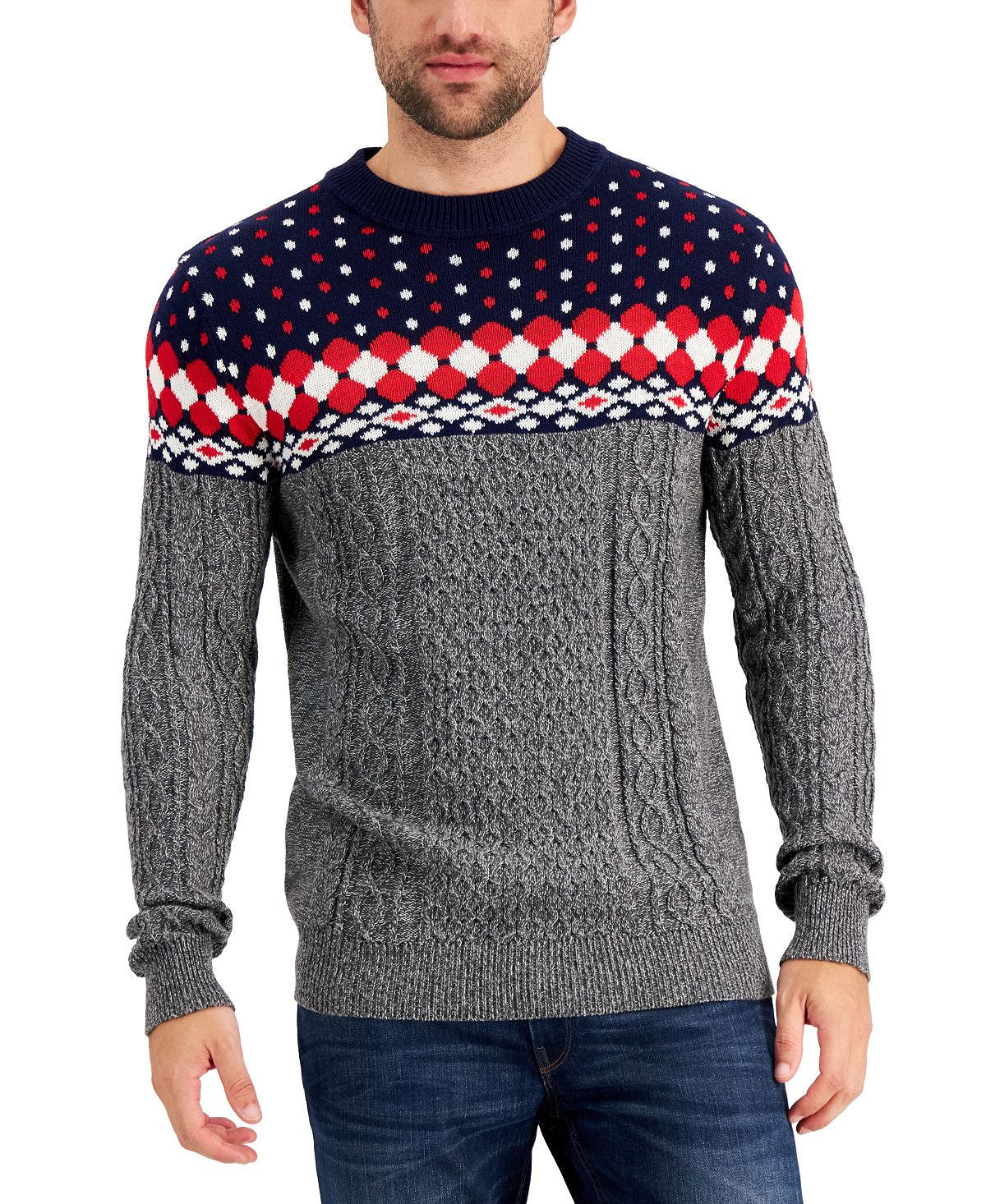 Club Room Fairaisle Sweater Navy Blue Combo