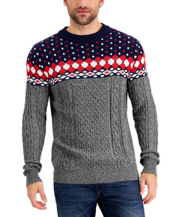 Club Room Fairaisle Sweater Navy Blue Combo thumbnail 1