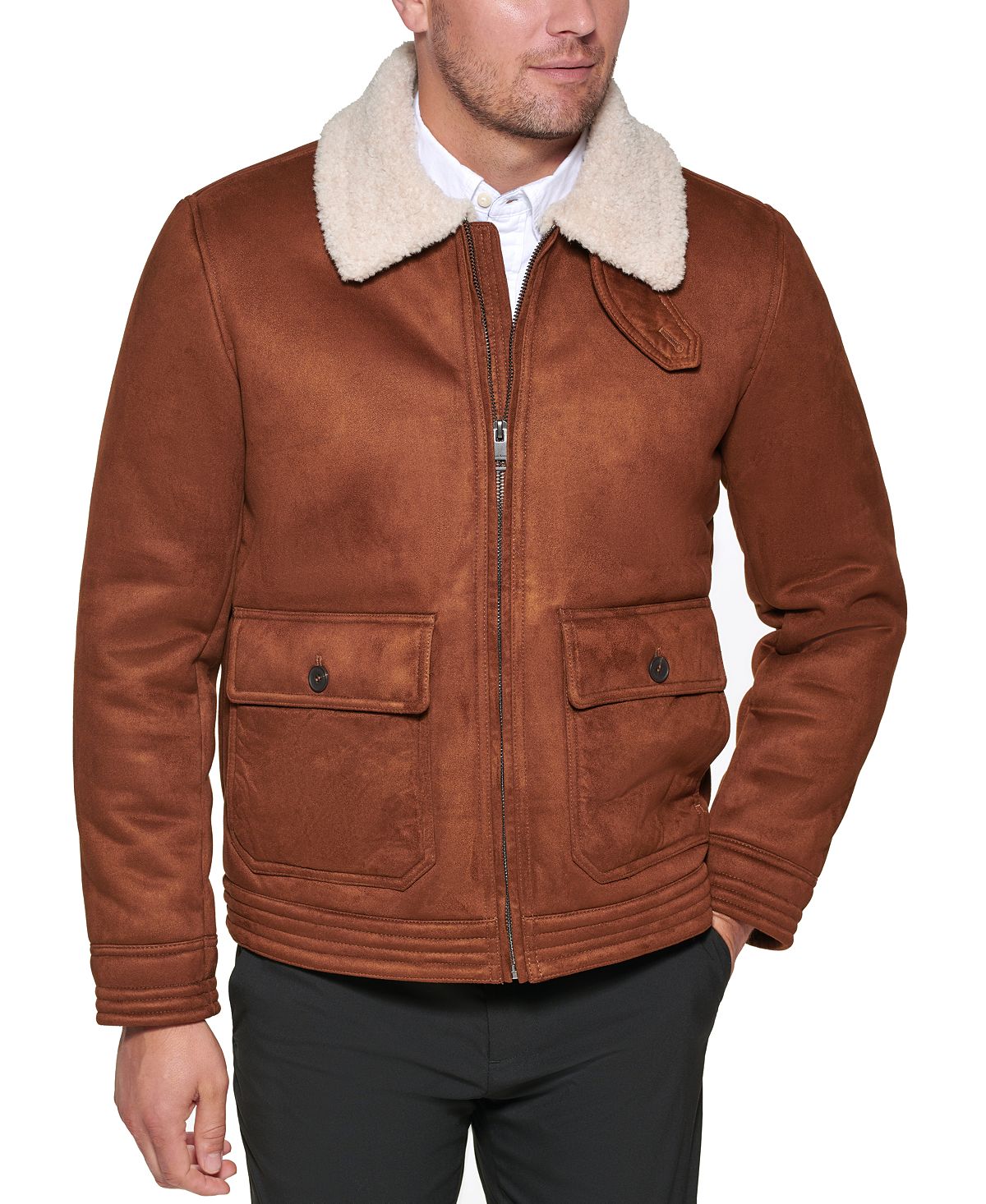 Club Room Faux Suede Jacket Brown