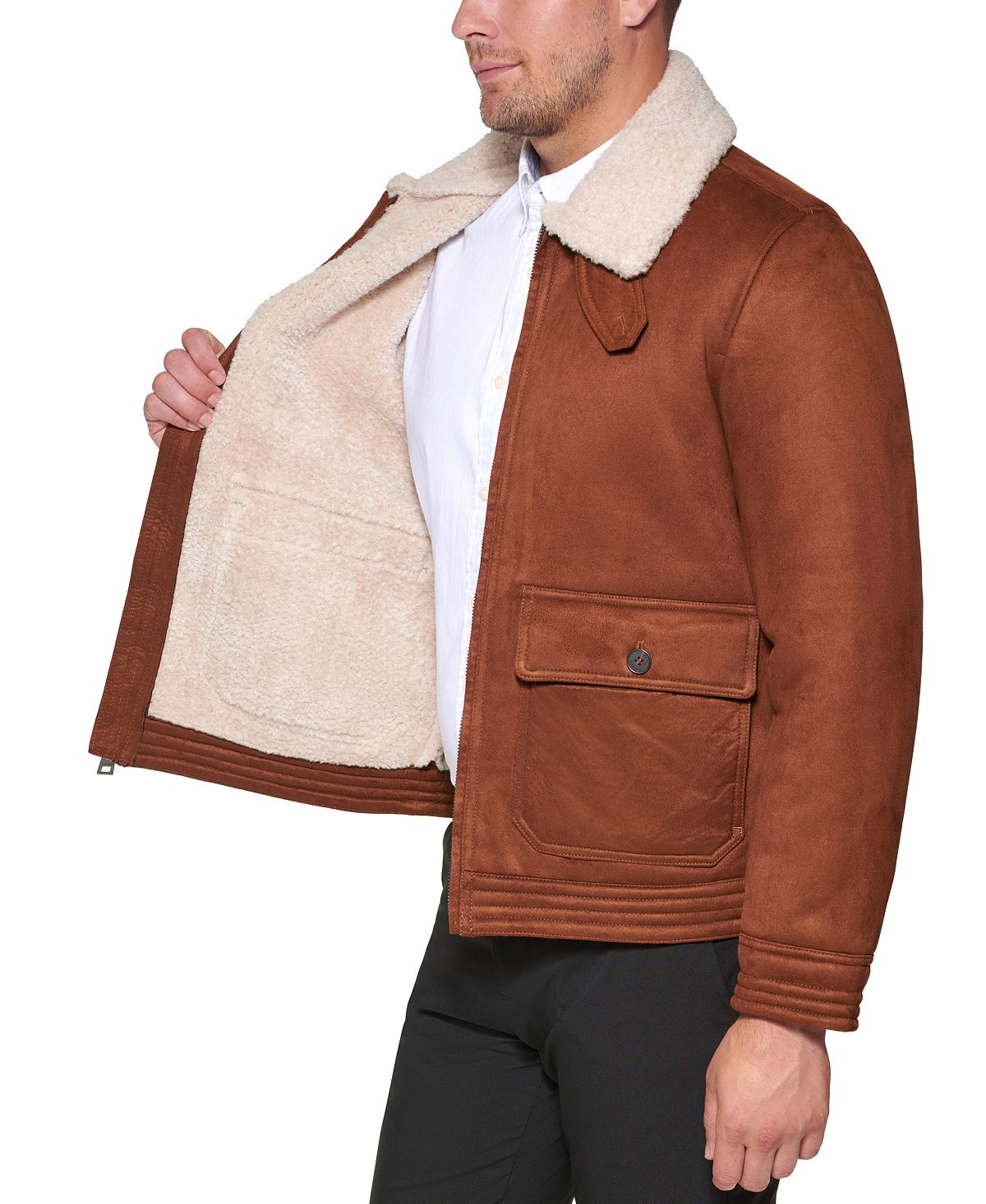 Club Room Faux Suede Jacket Brown
