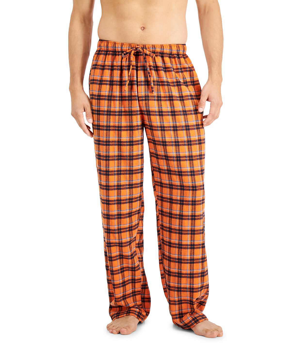 Club Room Flannel Print Pajama Pants Orange and Navy Plaid