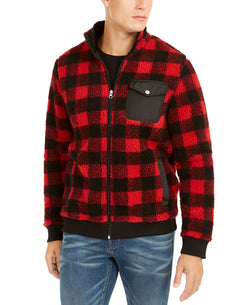Club Room Full-zip Plaid Sherpa Jacket Fire thumbnail 1