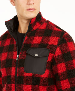 Club Room Full-zip Plaid Sherpa Jacket Fire thumbnail 3
