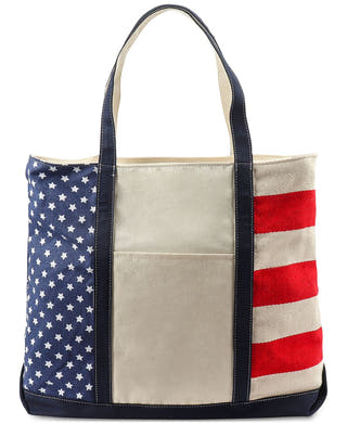 Club Room Holiday Flag Tote White/red/nvy