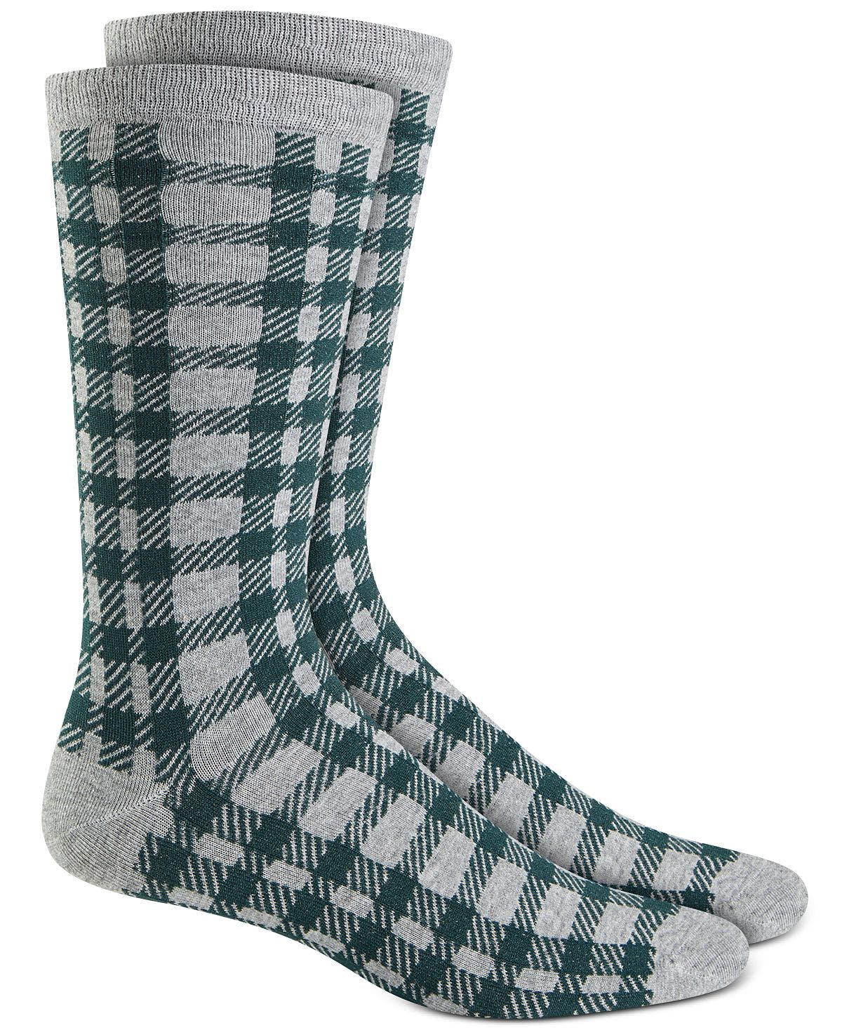 Club Room Holiday Socks Grey/Green Plaid